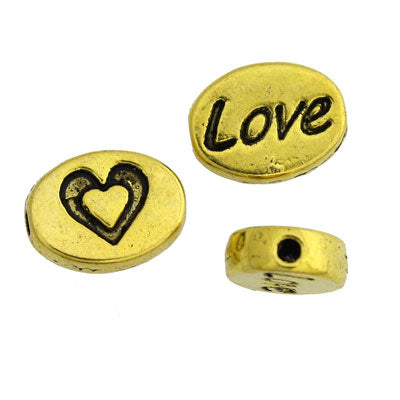 10 X 8 MM GOLD LOVE BEADS - 20 PCS