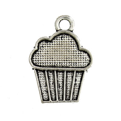 CUP CAKE CHARM 17 MM SILVER - 25 PCS