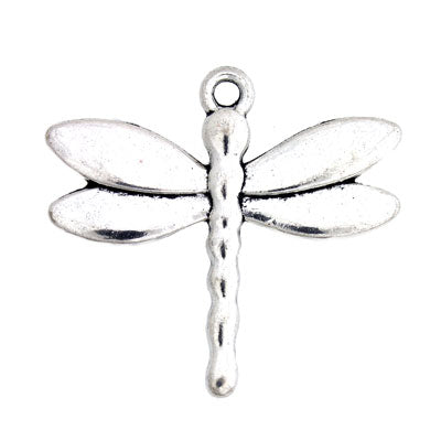 DRAGONFLY CHARM 28 MM SILVER - 6 PCS