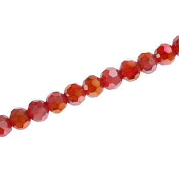 6MM FACETED ROUND CRYSTAL BEADS - APPROX 72/PCS - AB RED