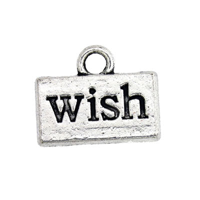 WISH CHARM 10 X 12 MM SILVER - 20 PCS