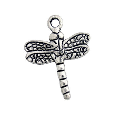 DRAGONFLY CHARM 20 MM SILVER - 20 PCS