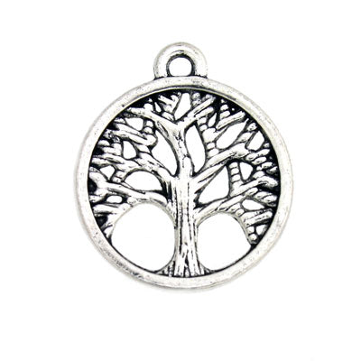TREE OF LIFE CHARM 23 X 20 MM SILVER - 12 PCS