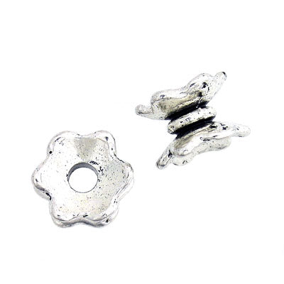 7 x 5 MM SILVER DOUBLE END BEAD CAP - 24 PCS