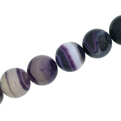 AGATE 14 MM ROUND PURPLE - 28 PCS