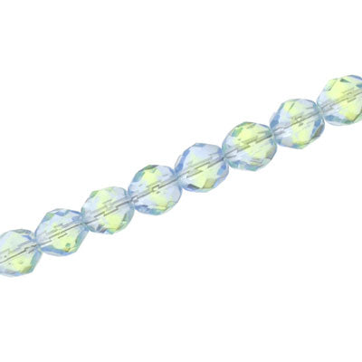 8 MM CZECH FIRE POLISHED - LIME / BLUE  - 20/PCS