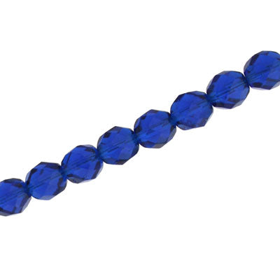 6mm czech fire polished beads royal blue 27pcs