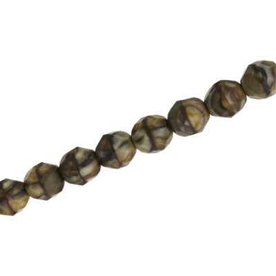 8 MM CZECH FIRE POLISHED - MARBLE BROWN  - 20/PCS