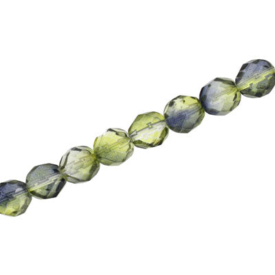 6mm czech fire polished beads two tone olive / black 27pcs