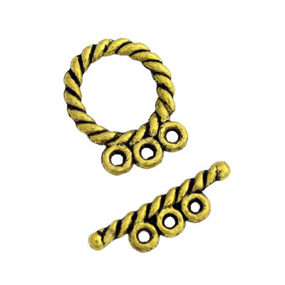 12 mm Gold Toggle 3 Strand - 5 sets