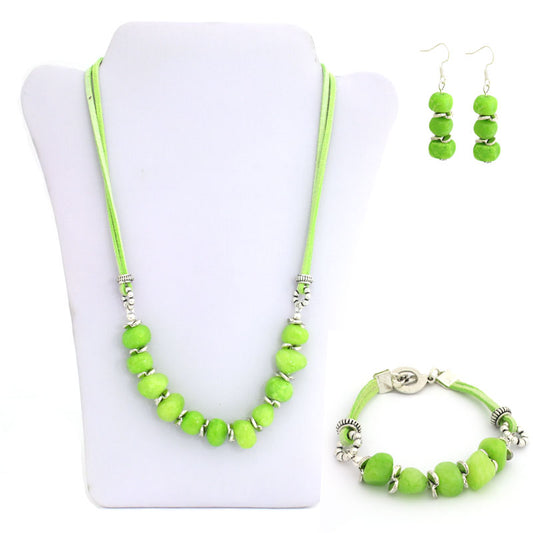 Stone Set Green - Necklace / Bracelet and Earrings Kit