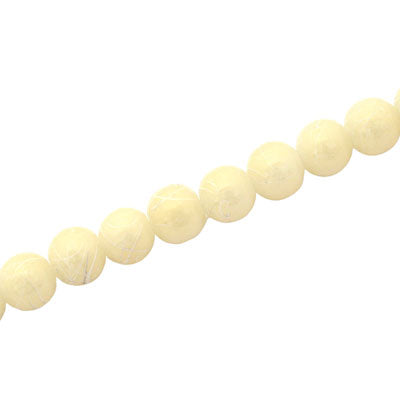 6 MM ROUND GLASS BEADS CREAM / WHITE SWIGGLE - 135 PCS