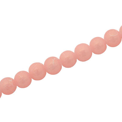 6 MM ROUND GLASS BEADS PINK / WHITE SWIGGLE - 135 PCS