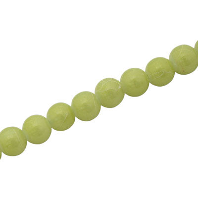 6 MM ROUND GLASS BEADS LIGHT GREEN / WHITE SWIGGLE - 135 PCS