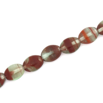 9 X 7 MM OVAL CZECH GLASS BEADS - BURGUNDY CLEAR / 13 PCS