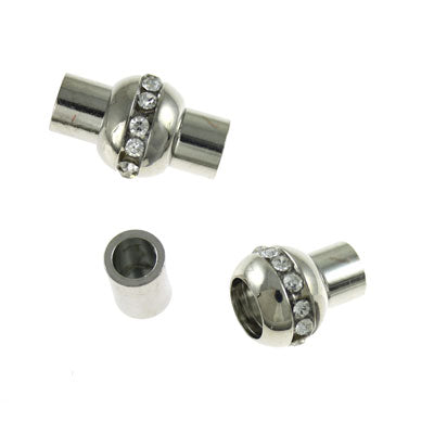 19x12mm silver diamante magnetic clasp with 6mm glue in clasp 2 pc