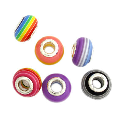 14 MM (5 MM HOLE) LARGE HOLE BEADS - MIX COLOURS - 8 PCS