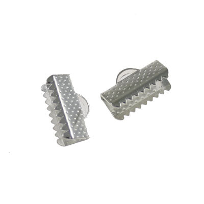 13 mm silver leather end - 20 pcs