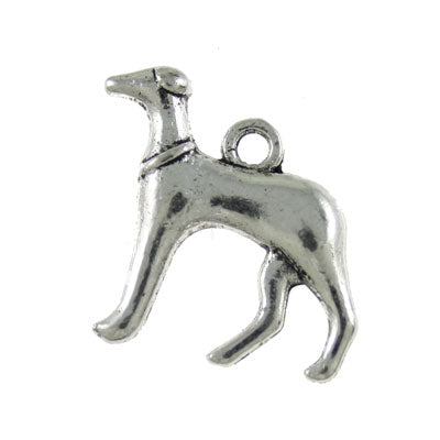 GREYHOUND CHARM 20 MM SILVER - 10 PCS