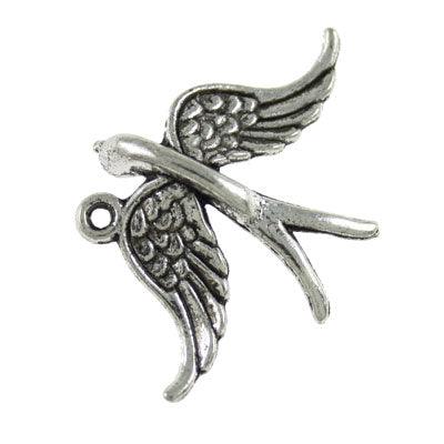 BIRD CHARM 20 X 30 MM SILVER - 8 PCS