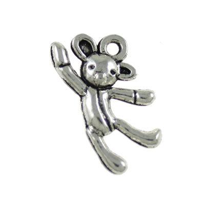 TEDDY BEAR CHARM 20 MM SILVER- 12 PCS