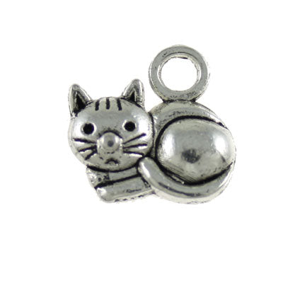 CAT CHARM 15 MM SILVER -15 PCS