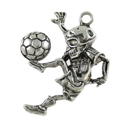 soccer player charm 40 mm silver - 2 pcs