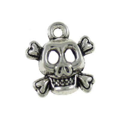 skull charm 10 mm silver - 10 pcs