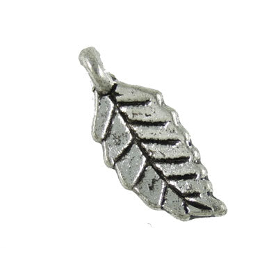 leaf charm 20 mm silver - 20 pcs
