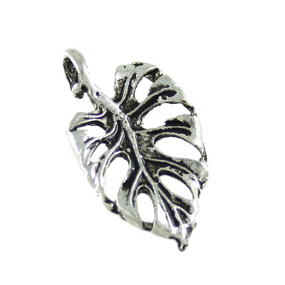 leaf charm 21 mm silver - 10 pcs