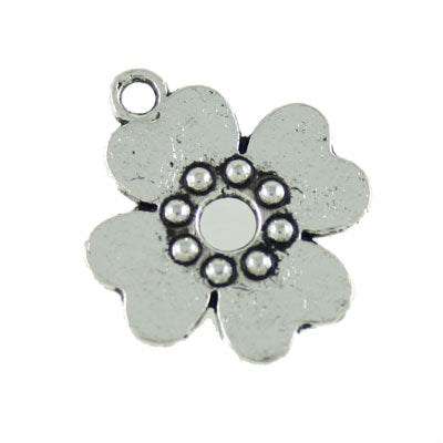 flower charm 17 mm silver - 15 pcs