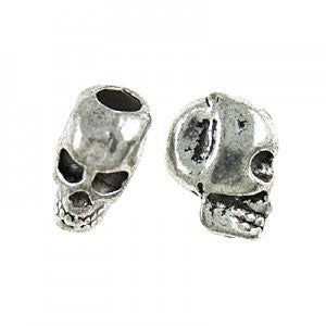 11 MM SKULL BEADS HOLE SIZE 4 MM SILVER - 5 PCS