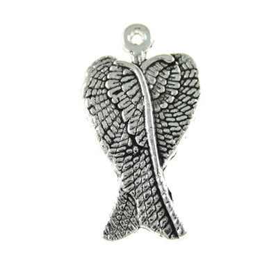 angel wings charm 28 x 15 mm silver - 8 pcs