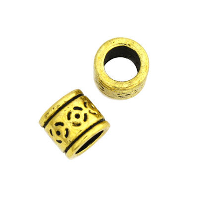 8.5 X 7.5 MM GOLD BEADS ( HOLE SIZE 5.5 MM ) - 12 PCS