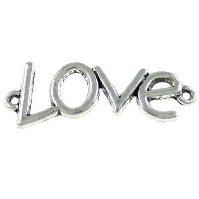 35 x 12 mm love connector silver - 7 pcs