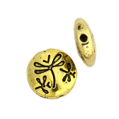 10 MM GOLD DRAGONFLY BEADS - 10 PCS