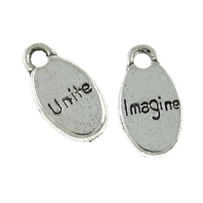 imagine / unite charm 15 x 8 mm silver - 20 pcs