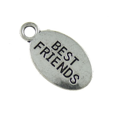 best friends charm 18 x 10 mm silver - 15 pcs