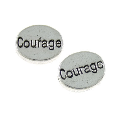 10 x 9 mm courage bead silver - 12 pcs
