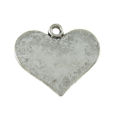 heart charm 20 mm silver - 12 pcs