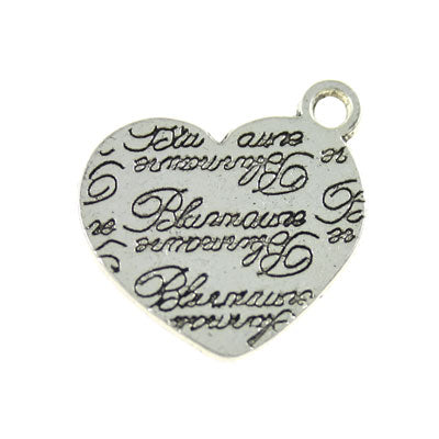 heart charm 22 mm silver - 8 pcs