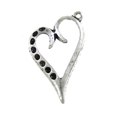 heart charm 26 mm silver - 22 pcs