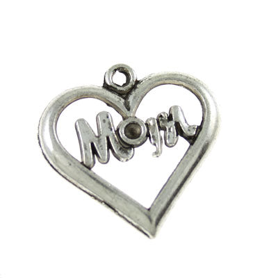 heart charm 20 mm silver - 12 pcs