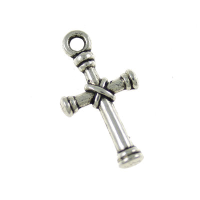 cross charm 20 x 10 mm silver - 20 pcs