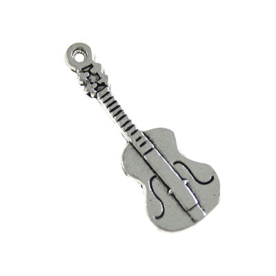 GUITAR MUSIC CHARM 27 MM SILVER - 15 PCS