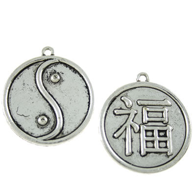 YIN YANG CHARM 30 MM SILVER - 3 PCS