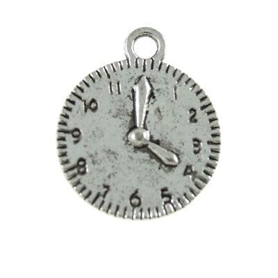 CLOCK CHARM 18 MM SILVER - 12 PCS