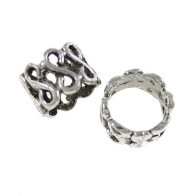 10 X 7 MM LARGE HOLE SILVER BEAD - 20 PCS