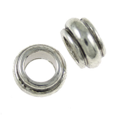 10 X 5 MM LARGE HOLE SILVER BEAD - 15 PCS