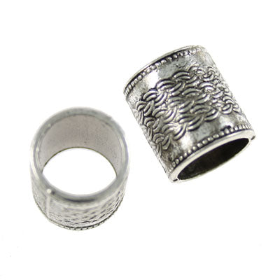 14 X 12 MM LARGE HOLE SILVER BEAD - 6 PCS